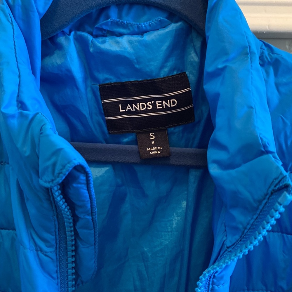 Lands' End Kids Blue Puffer Jacket - Picture 2 of 7